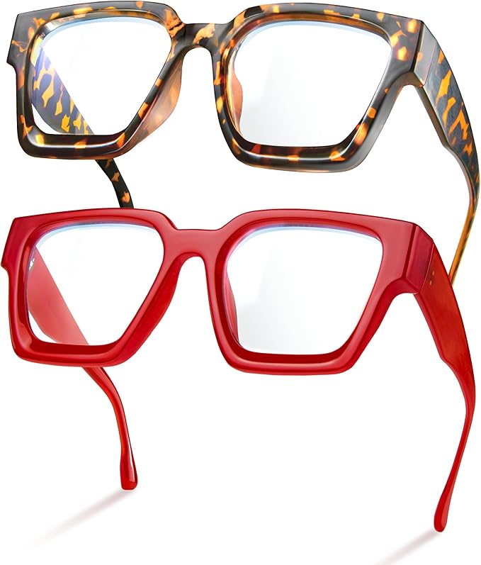 livho Oversized Eyewear Frame for Woman and Men - Rectangle Fashion Glasses for Computer, Chic Preppy Frame