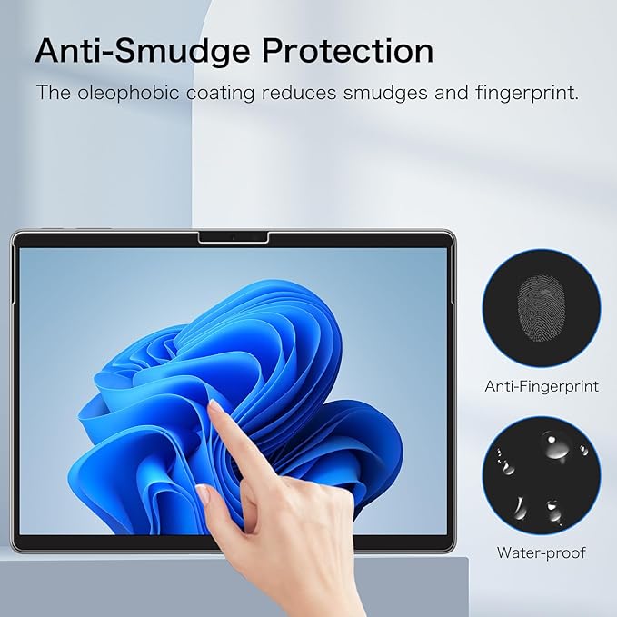 Fintie 2 Pack Screen Protector for 13 inch Microsoft Surface Pro 11/10/9/8/X, 9H Tempered Glass/HD Clear/Anti Scratch/Support Surface Pen