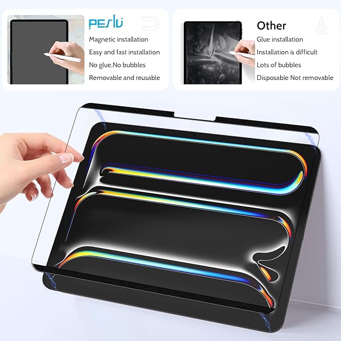 Peslv 2 Pack Magnetic Paperfilm for iPad Pro 11 Inch M4/M5 [2024/2025 5th/6th Gen], Feel Like Writing Drawing On Paper, Matte Removable Anti Glare Fingerprint Screen Protector Blue Light Filter