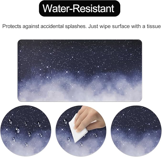 11.8x23.6 Inches Large Gaming Mouse Pad Mat with Stitched Edge Non-Slip Rubber Base Washable Resilient for Office Computers Laptop Table Mouse Pads Mats Accessory (Starry Sky)