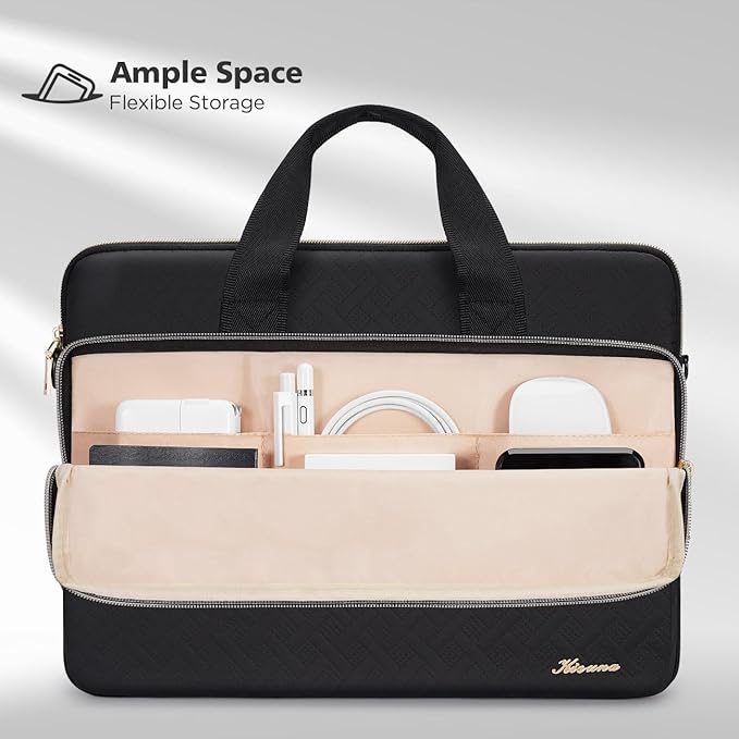 KIZUNA Laptop Sleeve Case 13 Inch Computer Shoulder Bag for 14" MacBook Pro M3 2023/M2 M1 Max /13.6" New MacBook Air M2/14 Lenovo ThinkPad X1 Carbon/Yoga C740 S740 C930/14 IdeaPad Flex 5i, Black