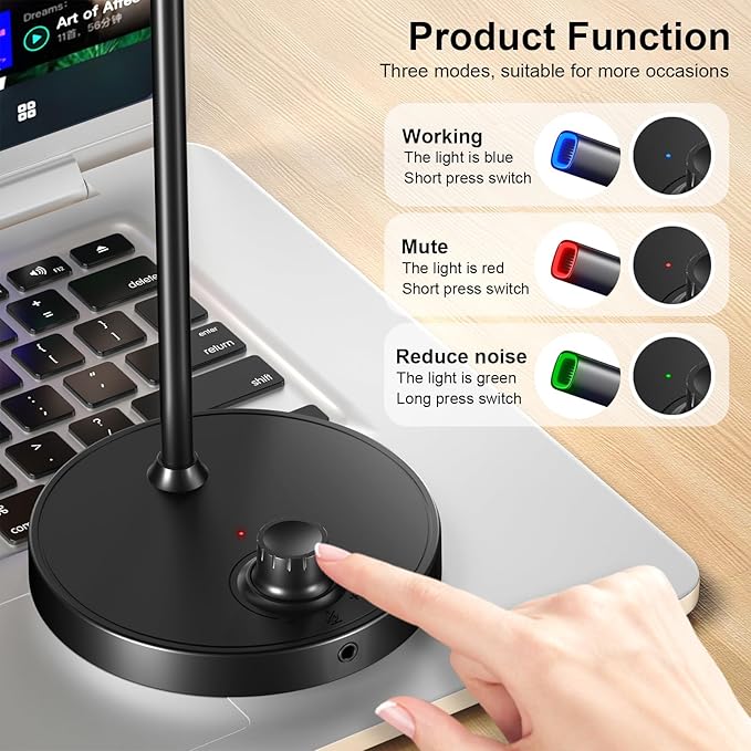 Aokeo USB Microphone, Gaming Microphone for PC with Volume Control Buttons for Recording,Podcasting,Streaming,YouTube,PS5 PS4 Mac Laptop