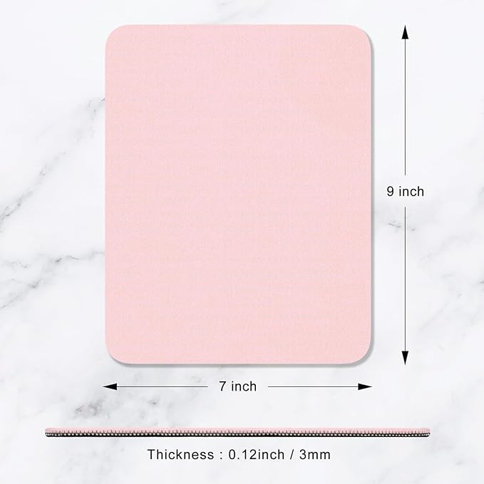 Hsurbtra Mouse Pad, Premium-Textured Square Mousepad 7 x 9 Inch, Thick 3 mm Anti-Slip Waterproof Rubber Pretty Cute Computer Mat for Office Gaming Laptop Women Kids Pink
