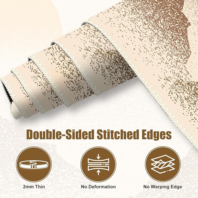 Beige Desk Matt for Desktop, Mouse Pad Mat, Desk Mat for Keyboard and Mouse, XXL Large Mouse Pad for Desk, Anti-Slip Big Mousepad with Stitched Edges, Mouse Mat for Computer Laptop Women, Mountain Sun