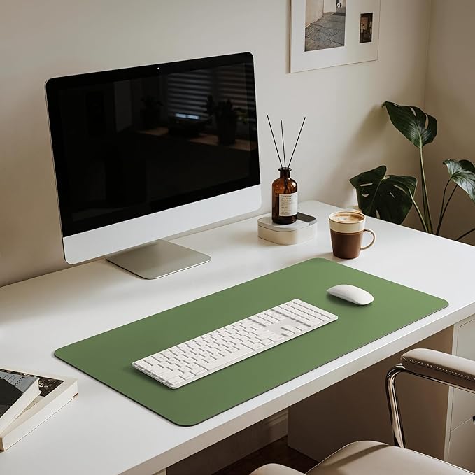 Jotsome Leather Desk Pad Mat, Non-Slip Desk Blotter Pad - Desk Protector for Office, Home, Laptop, and Desktop (Forest Green, 34" x 17")