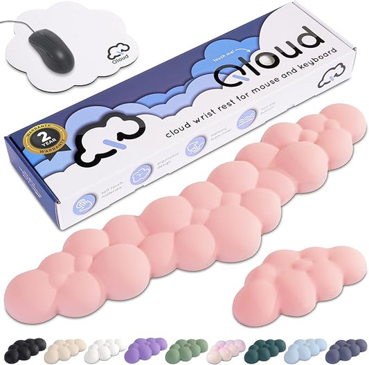 Create-ables Qloud Cloud Wrist Rest Keyboard Wrist Rest for Computer Keyboard Pad, Cloud Keyboard Wrist Rest, Wrist Pad for Keyboard, Memory Foam, Non Slip Base, Comes with Mouse Pad - Pastel Pink