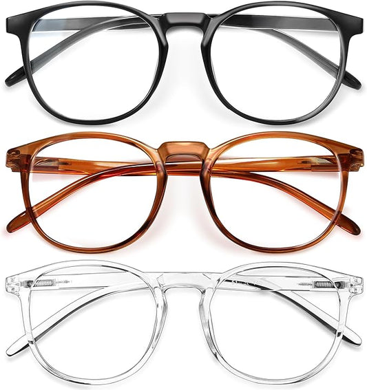 IBOANN Chic & Comfy Blue Light Glasses for Women - 3-Pack Round Frames, Screen-Ready Style with UV Protection Coating
