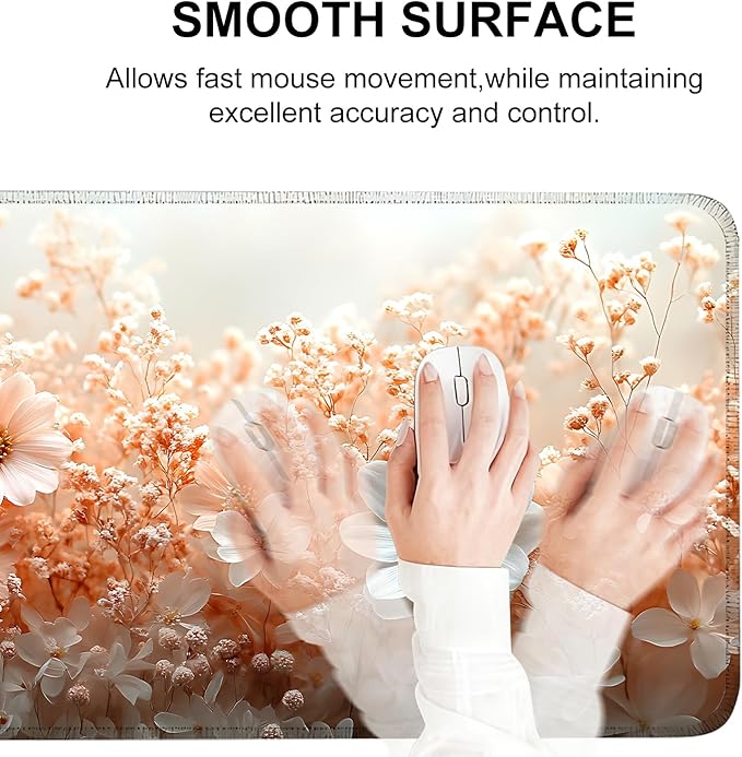 Mouse Pad, Large Anti-Slip with Stitched Edges Desk Mat Desktop Laptop Computer Desk Keyboard Mat,Table Protector Blotter Mat (Powder, 31.5" x 11.8")