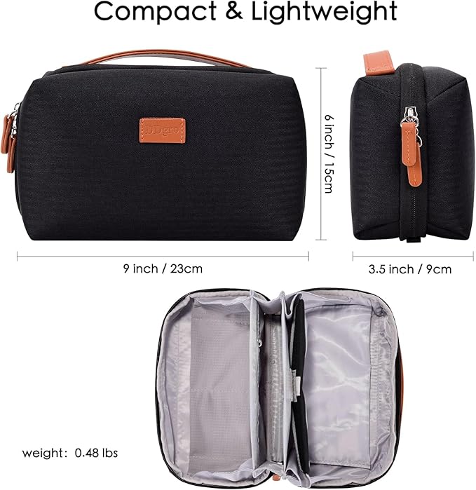 DDgro Electronics Organizer Travel Pouch - Perfect Accessory Bag for Electronics, MacBook Charger & Cords, Cables, Hard Drive (Black-Brown)