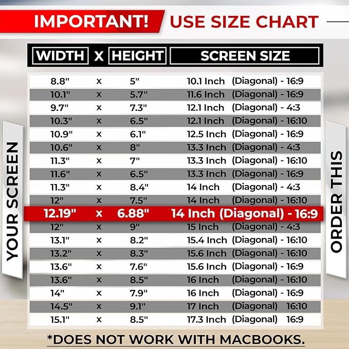 SightPro 14 Inch 16:9 Laptop Privacy Screen Filter - Privacy Shield and Anti-Glare Protector (Not Magnetic)