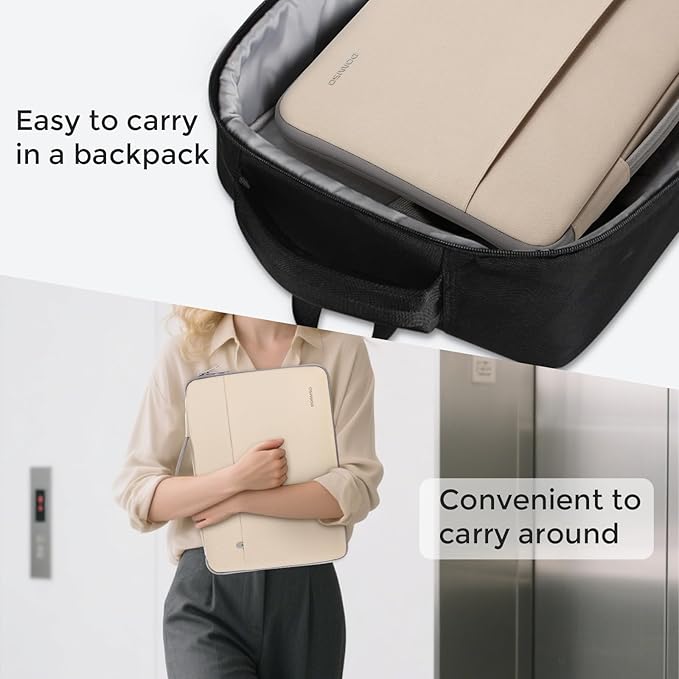 DOMISO 14 inch Laptop Case Sleeve Protective Cover Compatible with 15 inch MacBook Air M4 M3 M2,MacBook Pro,14-15 inch HP Dell ASUS Lenovo Chromebook,Waterproof Computer Cases Bag with Handle,Beige