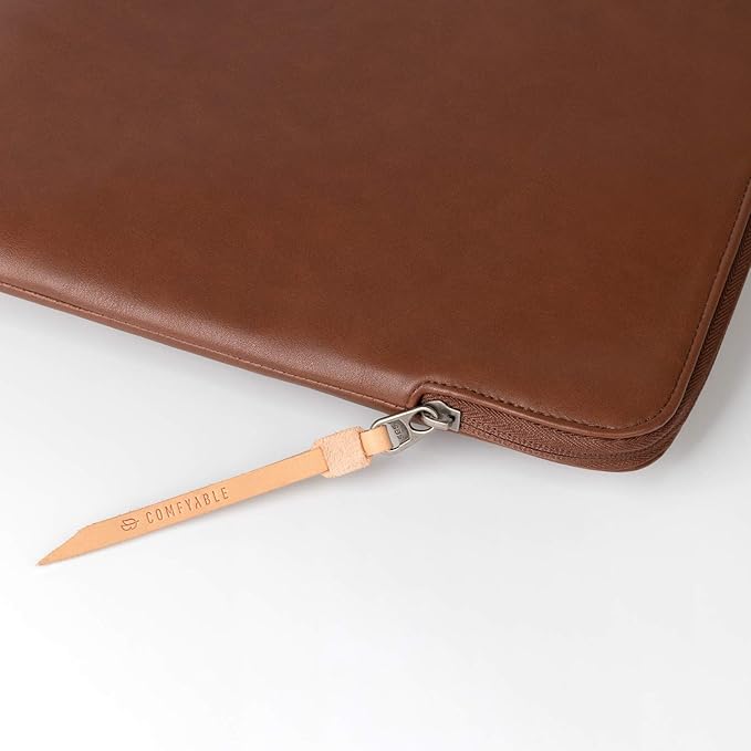 Comfyable Slim Protective Laptop Sleeve Compatible with 13/14 Inch MacBook Air & MacBook Pro M5/M4/M3/M2 Pro/Max 2026, Mac Travel Case, Laptop Pouch, Slim PU Leather Cover, Brown