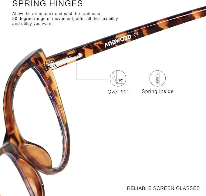 ANDWOOD Blue Light Blocking Glasses Women Bluelight Blocker Computer Cateye Clear Cat Eye Eyeglasses Frame AR003