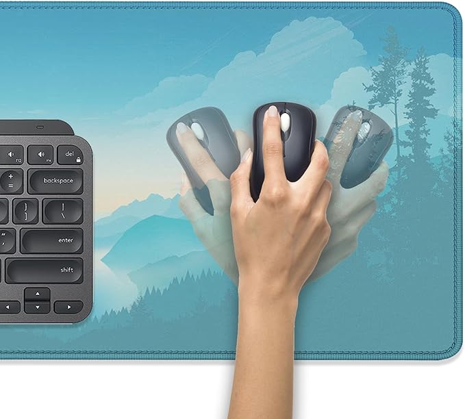 Mountains Cloud Lake Desk Pad Mouse Pad,Extended Large Gaming Mouse Mat with Stitched Edges,Non-Slip Waterproof Rubber Base Mousepad for Office Work Home Desk Mat(27.5X11.8 in)