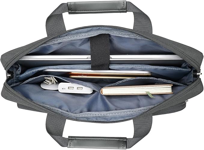 MOSISO Laptop Shoulder Bag 15.6 inch, 15-15.6 inch Computer Bag Compatible with MacBook Pro 16 inch, HP, Dell, Lenovo, Notebook with 2 Raised&1 Flapover&1 Horizontal Pocket&Handle&Belt, Charcoal Gray