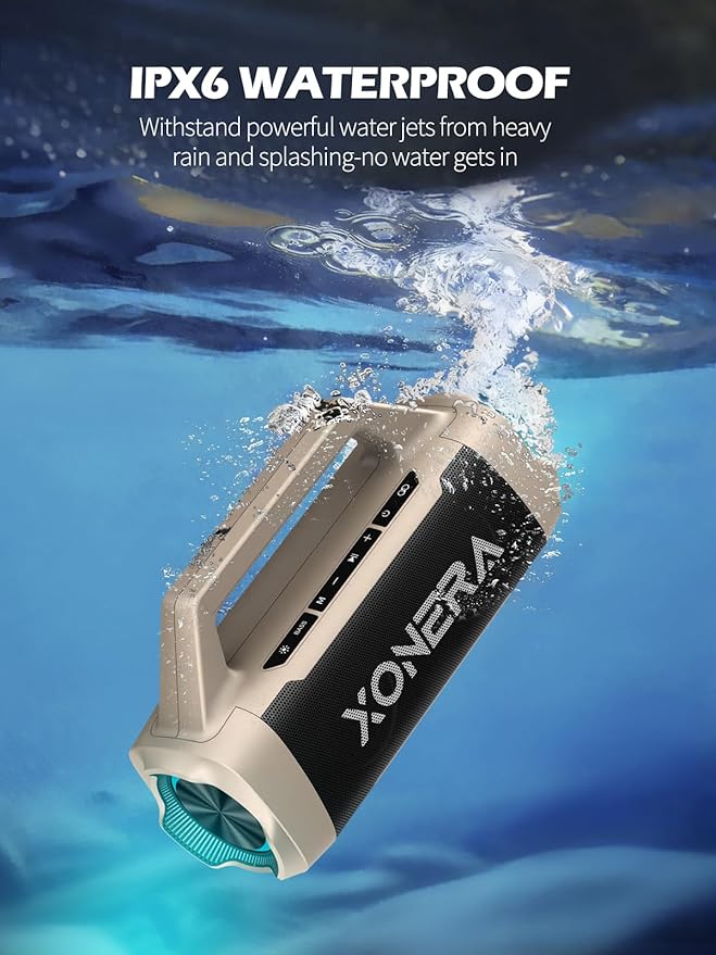 Speakers Bluetooth Wireless, 80W Peak Loud Outdoor Speaker with Bass, 20H Playtime, IPX6 Waterproof, TWS, BT5.3, Portable for Camping Hiking Boating Pool Beach, Desert Yellow