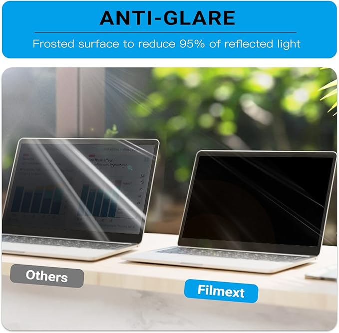 FILMEXT 16 Inch Laptop Privacy Screen Compatible with Lenovo Hp Dell Acer Asus Thinkpad Envy Xps -16:10 Aspect Ratio, Removable computer laptop privacy screen filter anti-blue light Anti Spy Shield