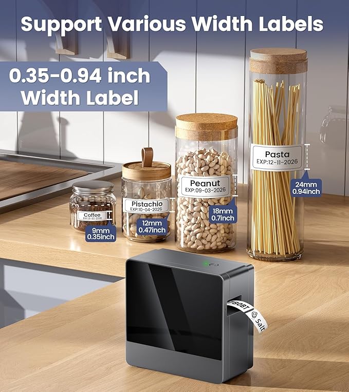1 Inch Label Maker, Bluetooth Label Maker Machine with-Tape, Portable Wireless Label Printer Rechargeable for Home Office Small Business Crafting, Prints Up to 24mm (1”) Wide-Labels, P780BT