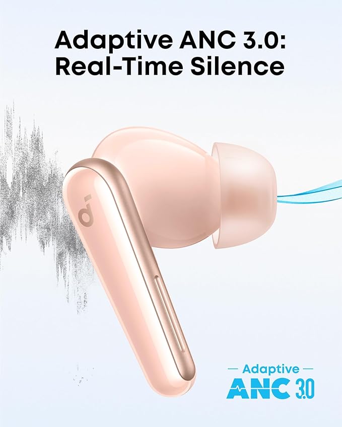 soundcore Liberty 5 by Anker, Noise-Cancelling Wireless Earbuds, 2x Stronger Voice Reduction, Real-Time Adaptive Noise Cancellation, Fast Charging, Dolby Audio, 6-Mic AI Clear Calls, Long Battery Life