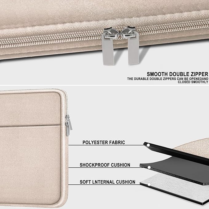 Laptop Case 14 inch, Slim Traveling Laptop Sleeve Cover with Zippered Pocket, Shockproof Protective Carrying Briefcase Computer Bag for 14" MacBook Air/Pro, HP, Dell, Lenovo, Acer, Light Pink