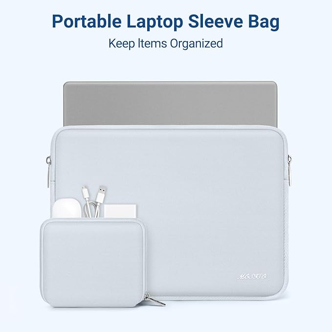 MOSISO Laptop Case 13.3 inch, 13-13.3 inch Laptop Sleeve Bag Compatible with MacBook Air/Pro 13/Pro 14 M5 M4 M3 M2 M1, HP Dell ASUS Lenovo, Neoprene Computer Sleeve Bag with Small Case, Baby Blue