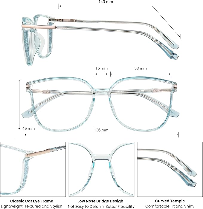 GUDVUE Blue Light Glasses For Woman, Computer Reading/Gaming/Phones Glasses, Anti Glare/UV400/Eye Strain