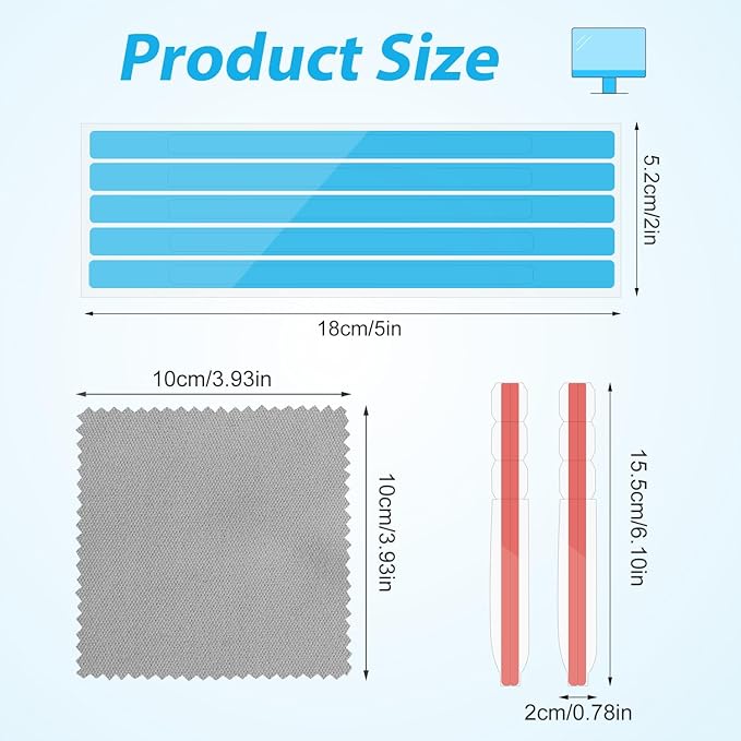12pcs Privacy Screen Adhesive Strips and 2pcs Plastic Slide Mount Tabs for Computer Monitors with Microfiber Cloth for Easily Installing Laptop Privacy Screen Protector - Replacement Kits