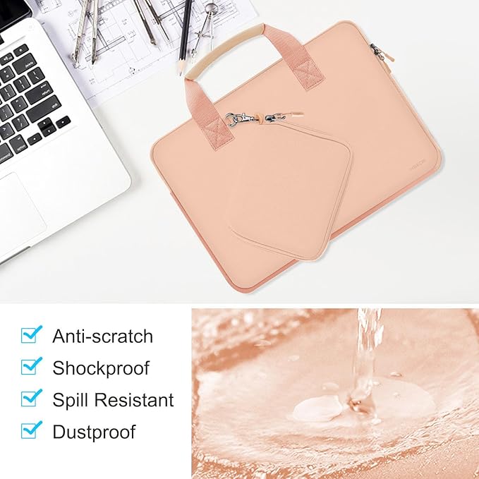 Hseok Laptop Sleeve 13.3-14 inch Case with Small Pouch, Neoprene Computer Bag Compatible with MacBook Neo/Pro 14 M5/M4/M3/M2/M1, Mac Air/Pro 13.3, XPS 14 and Most 13-14 inch Notebooks,Orange Pink