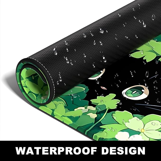 Large BOSOBO Gaming Mouse Mat, XXL, 31.5 x 11.8 Inches, Anime Grass Cat