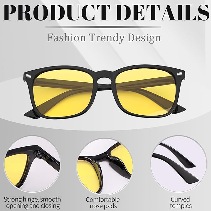 Polarized Sunglasses for Women Men, Night Driving Glasses Anti Glare Yellow Lens UV 400 for Day Night Use