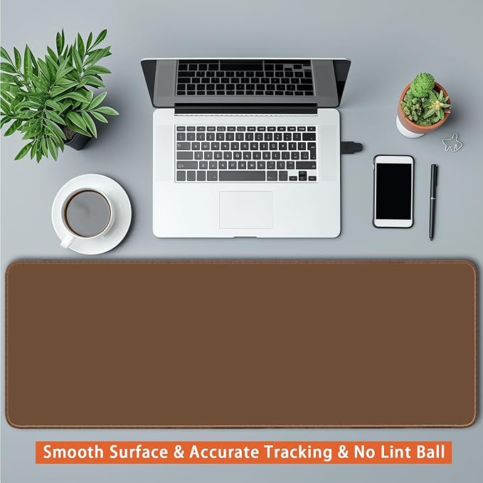 Large Mouse Pad, Non-Slip Desk Blotter, Office Desk Mat, Desk Pad Protector, Laptop Desk Pad, Desk Writing Pad for Office and Home, Coffee, 31x12 inch