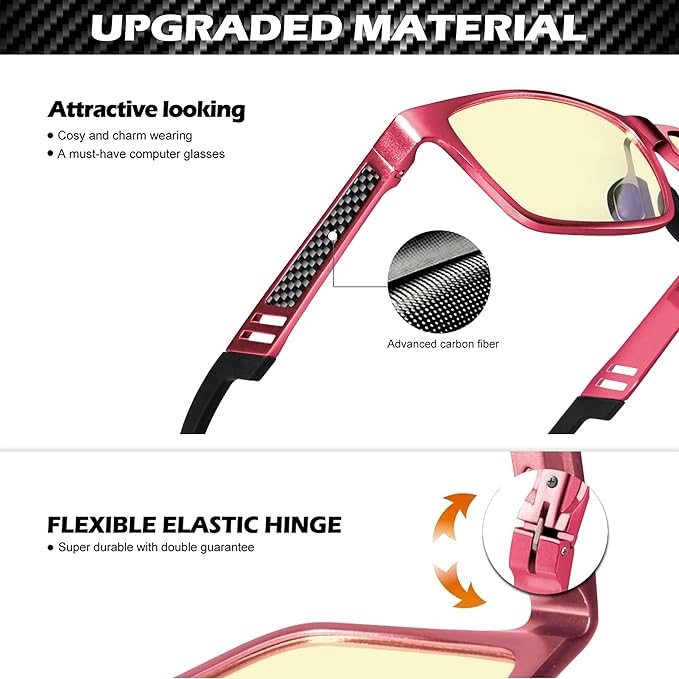 ANYLUV Blue Light Blocking Glasses Men Computer Gaming Glasses Lightweight Al-Mg Metal Anti Eyestrain Eye Protection