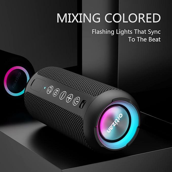 Ortizan Portable Bluetooth Speaker (1nd Gen), IPX7 Waterproof, Wireless, Big Sound and Deep Bass, TWS Pairing, 30Hrs of Playtime, for Home/Party/Outdoor/Beach, Birthday Gifts for Men Women - Black