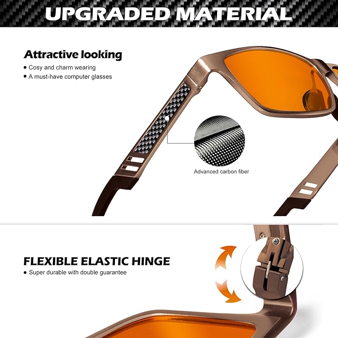 ANYLUV Blue Light Blocking Glasses Men Computer Gaming Glasses Lightweight Al-Mg Metal Anti Eyestrain Eye Protection