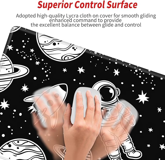 Large Mouse Pad Gaming Desk Pad Astronaut Mousepad for Wireless Mouse XXL 31.5''X15.75'' Big Desk Mats Extended Mouse Mat of Girl Desktop Computer with Coaster