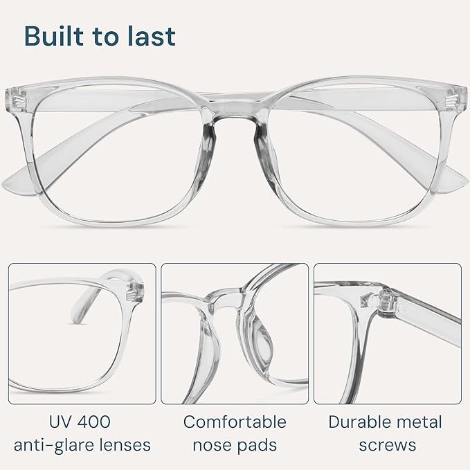 Gaoye Gray Blue Light Glasses for Computer & Gaming - Anti UV Ray Lenses, Scratch-Resistant & Comfort Fit