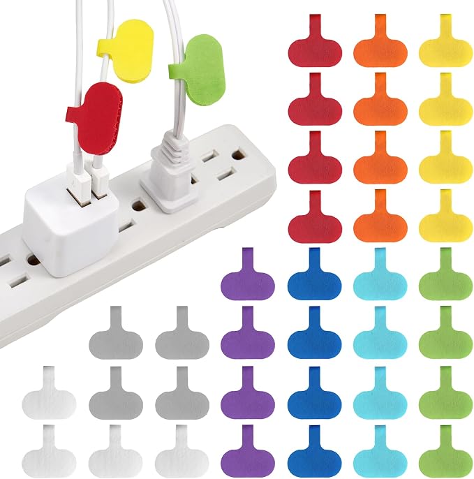 Wrap-It Storage - Cable Labels - Oval, Multi-Color (36 Pack) - Write-On Wire Tags for Cord Identification with Power Strips Behind Desks and TVs by Wrap-ItStorage