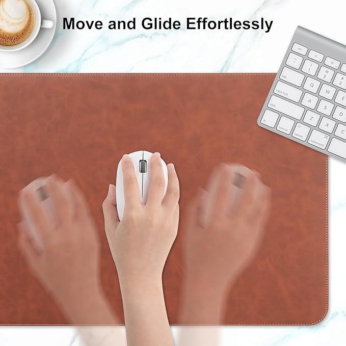 Leather Desk Pad Protector, Office Desk Mat, Large Laptop Mouse Pad, PU Non-Slip Desk Blotter, Waterproof Writing Pad, Computer Keyboard Mat for Desktop 39.4 x 17 inch (Brown)