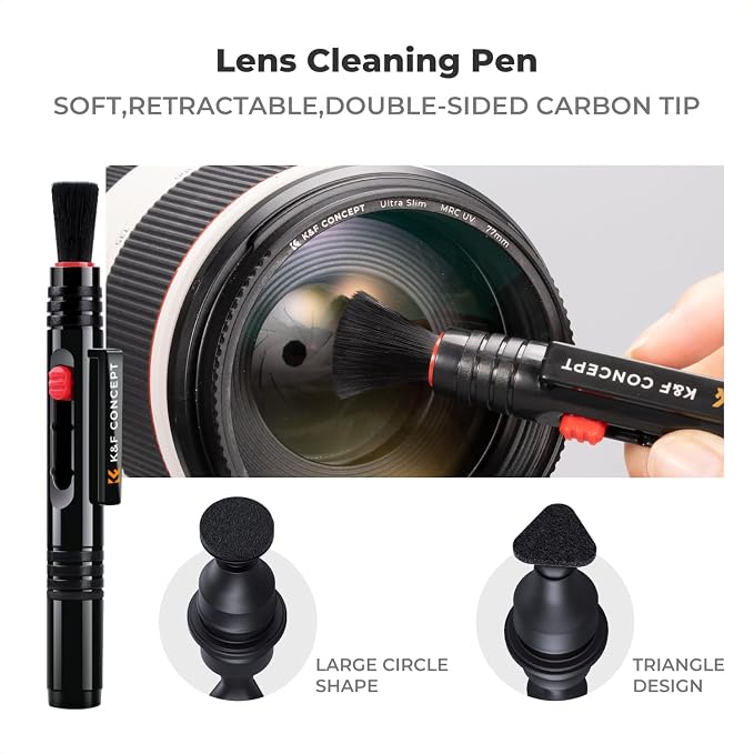 K&F CONCEPT 15-in-1 Camera Lens Cleaning Kit with Camera Blower, Glasses Wipes*10, Cleaning Liquid, Microfiber Cleaning Cloth*2, Lens Cleaning Pen for DSLR Camera Lens Filter Cell Phones - Image 3