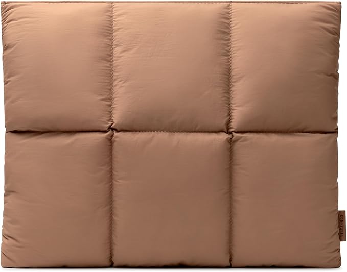 Comfyable Puffy Laptop Sleeve 13 Inch 14 Inch, Quilted Puffer Laptop Carrying Case for Women, Pillow Case Compatible with MacBook Air/Pro M5 M4 M3 M2 Pro/Max 2026, 13" MacBook Neo A18, Brown