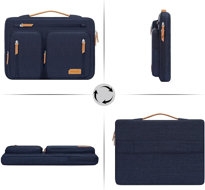 MOSISO 360 Protective Laptop Case 13.3 inch, 13-13.3 inch Laptop Sleeve Compatible with MacBook Air/Pro 13/Pro 14, HP Dell Acer, Side Open Carrying Computer Bag with 5 Accessory Pockets&Belt,Navy Blue