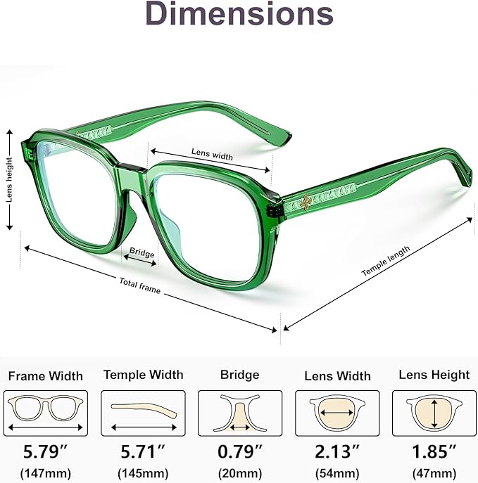 VISOONE Oversized Square Blue Light Blocking Glasses Fashion Computer Eyewear for Women and Men BENNETT