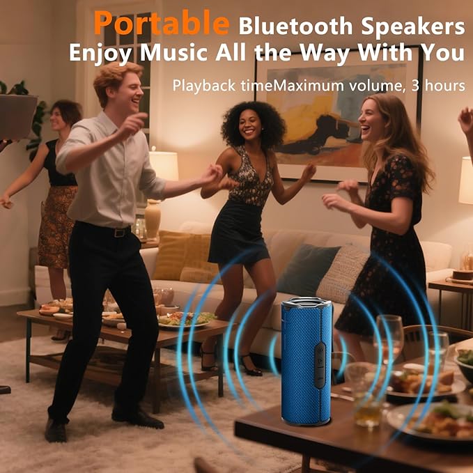 BYANDBY Bluetooth Speaker with IPX5 Waterproof 2 Portable, Long Playtime, Wireless Stereo Pairing, 12W Stereo Sound, BT 5.3, Bassup, Electronics for Home, Shower, Outdoors, Travel(Blue)