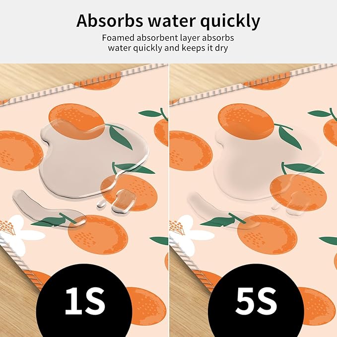 Desk Mat,Big Desk Pad,31.5 x 11.5in Extended Gaming Mouse Pad,Large Mouse Pad for Desk Rubber Base Mousepad with Stitched Edges,Keyboard Mouse Mat for Work Game Office Home - Cute Orange Leaves