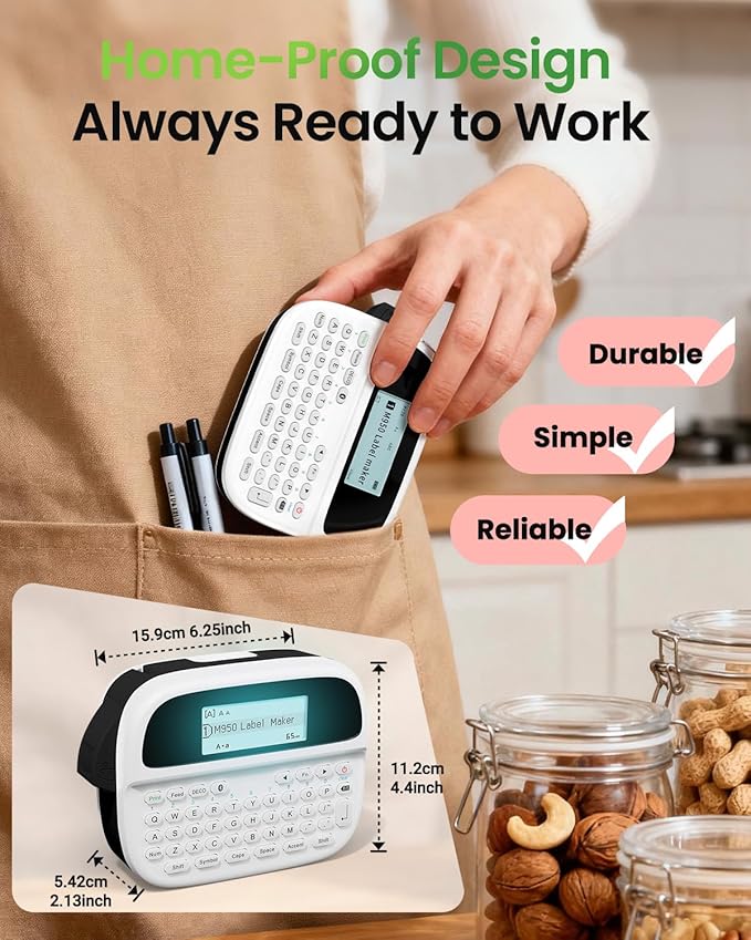Label Maker Machine with-Tape, Rechargeable Backlit Portable Label Maker, Handheld Labeler Machine with Tapes, QWERTY Keyboard & APP Connectivity for Teachers Gift, for Label Jars Containers Bottle