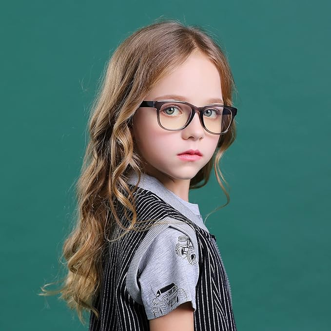 Blue Light Glasses for Kids Girls Boys with Cute Car Case, UV400 Protection, Anti Blue Ray Age3-12