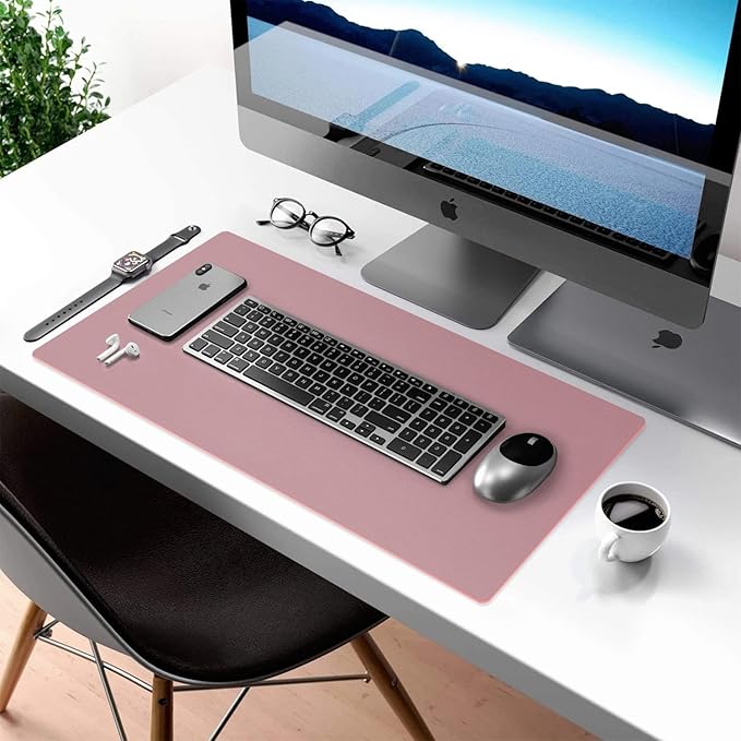 Aothia Double-Sided PU Leather Desk Pad - Non-Slip Large Mouse Pad & Desk Mat for Office, Home - Waterproof, Easy to Clean, Durable Dual-Sided Surface (23.6"x13.7", Purple)