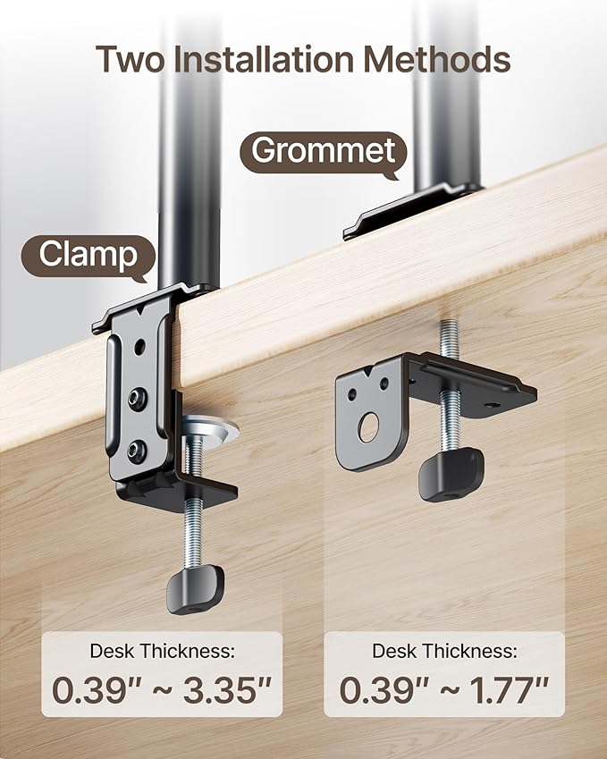 monTEK 2-in-1 Monitor Mount and Laptop Stand for Desk, Ergonomic Height Adjustable Monitor Arm Fit up to 32 inch Screen and 17 inch Laptop, Hold up to 22lbs Weight, C-Clamp and Grommet