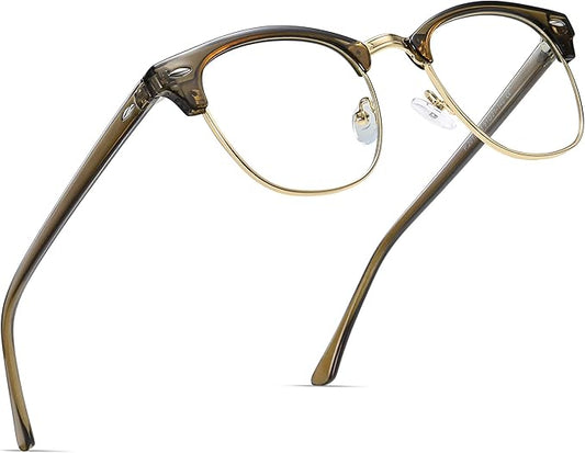 Blue Light Blocking Glasses Vintage Half Frame UV Clear Lens Anti Eyestrain Computer Gaming Glasses for Men Women
