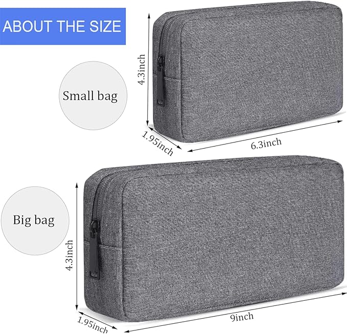 Electronic Organizer Travel USB Cable Accessories Bag/Case, Waterproof Electronics Accessories Case Organizer Bag for USB, Cable, Cord, Charger, Phone, Power Bank, Earphone (Small-Dark Gray)